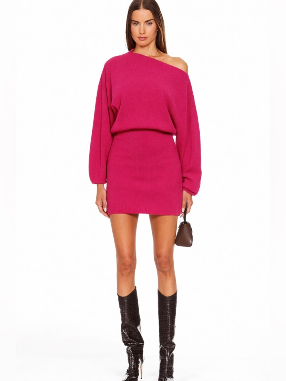 REVOLVE The Sei Off Shoulder Sweater Mini Dress Raspberry Blossom Pink Small